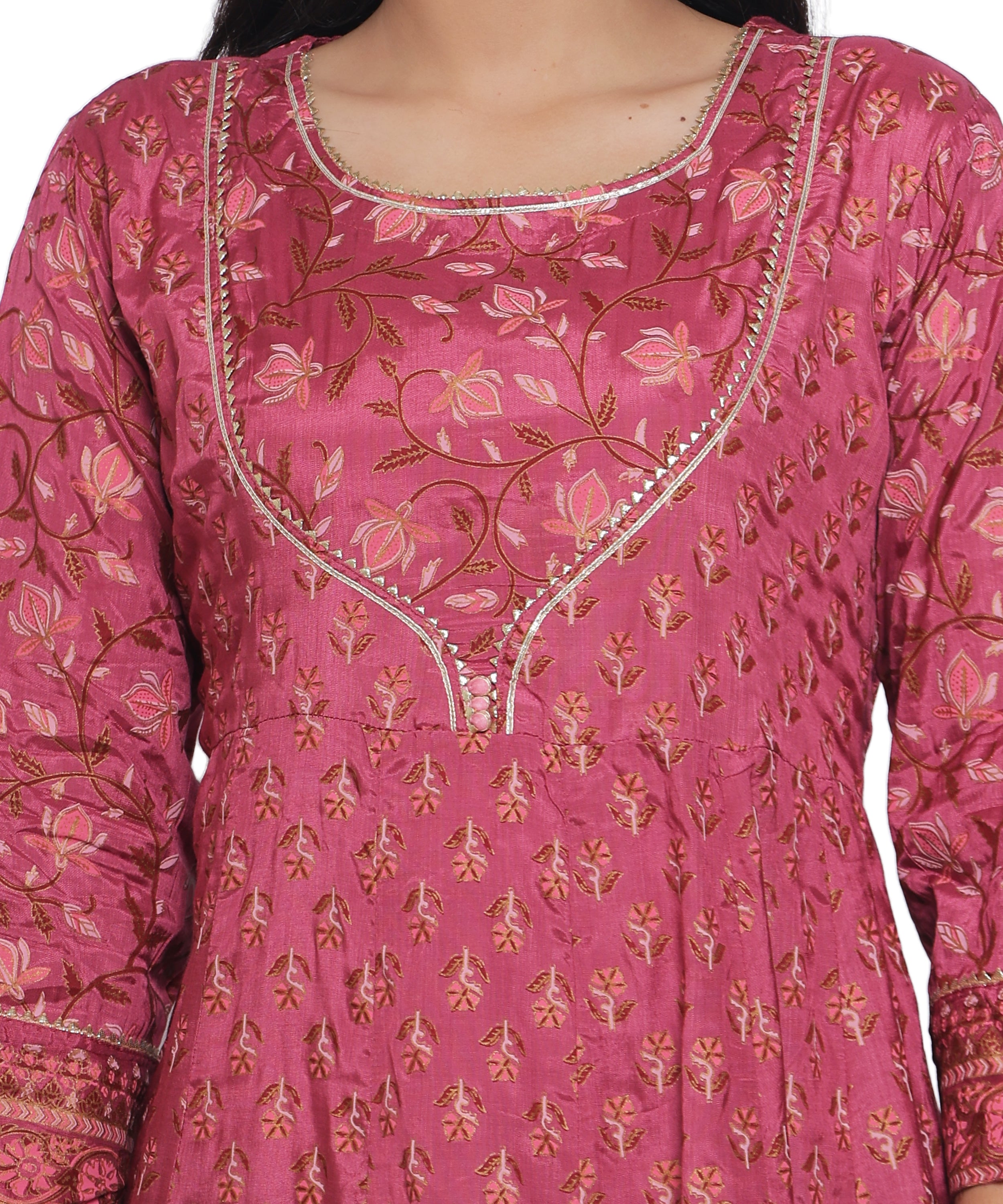 Pink Anarkali Suit in with Gota